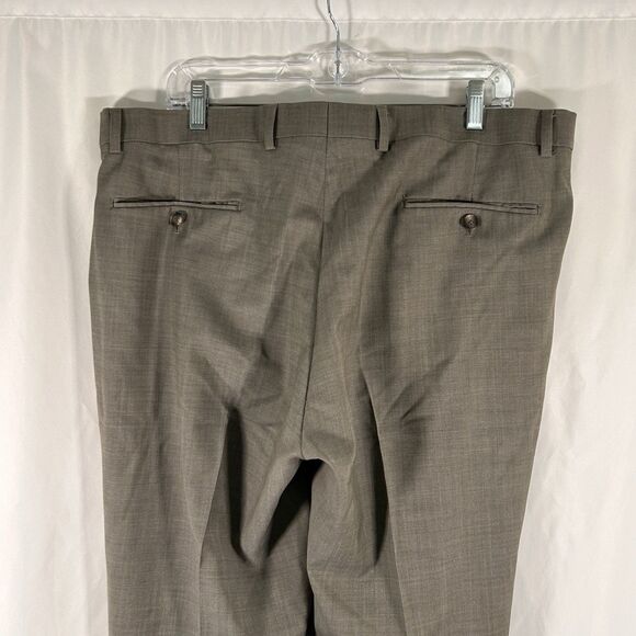 Jos A Bank Wool Blend Dress Pants Mens 38 R Grey Travel Tech Slim Fit Flat Front - Picture 6 of 9